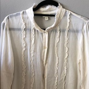 J.Jill off white cream button down shirt blouse